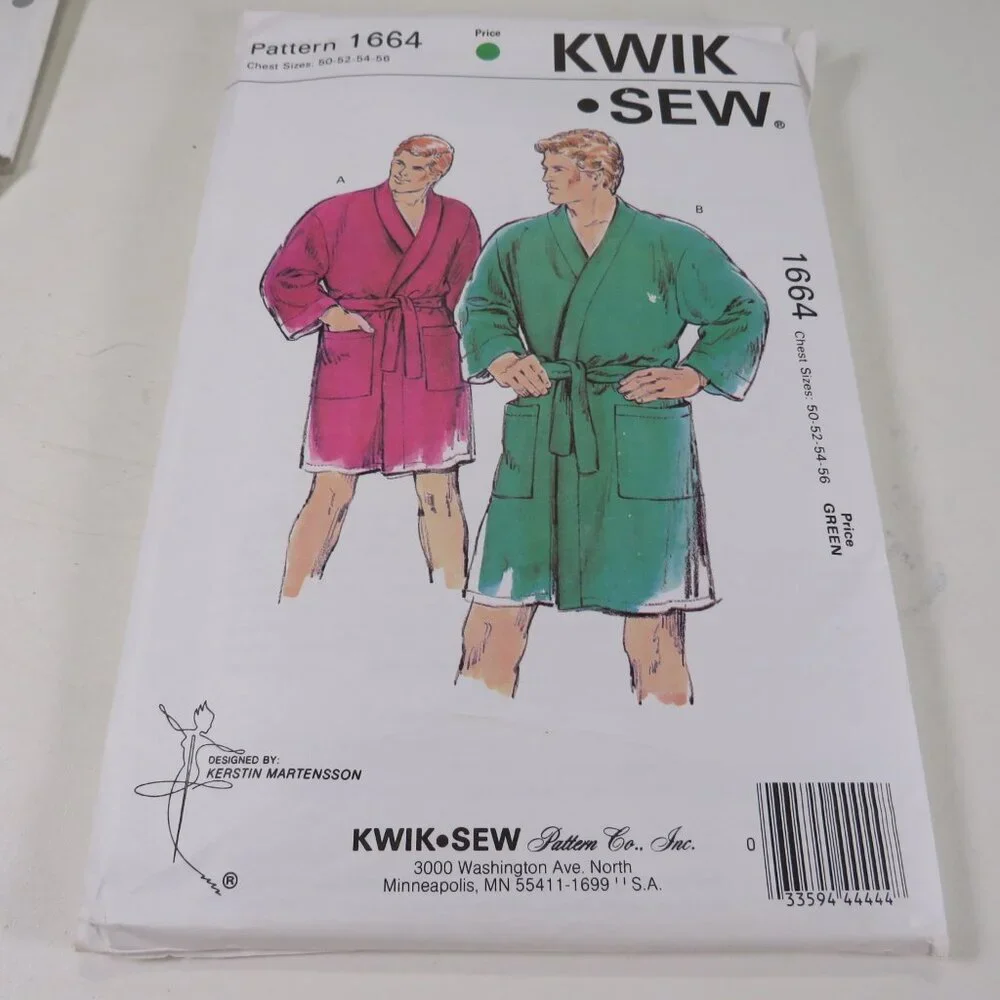 Kwik Sew 1664 clothing pattern UNCUT Men's King Size Robe size 50-56